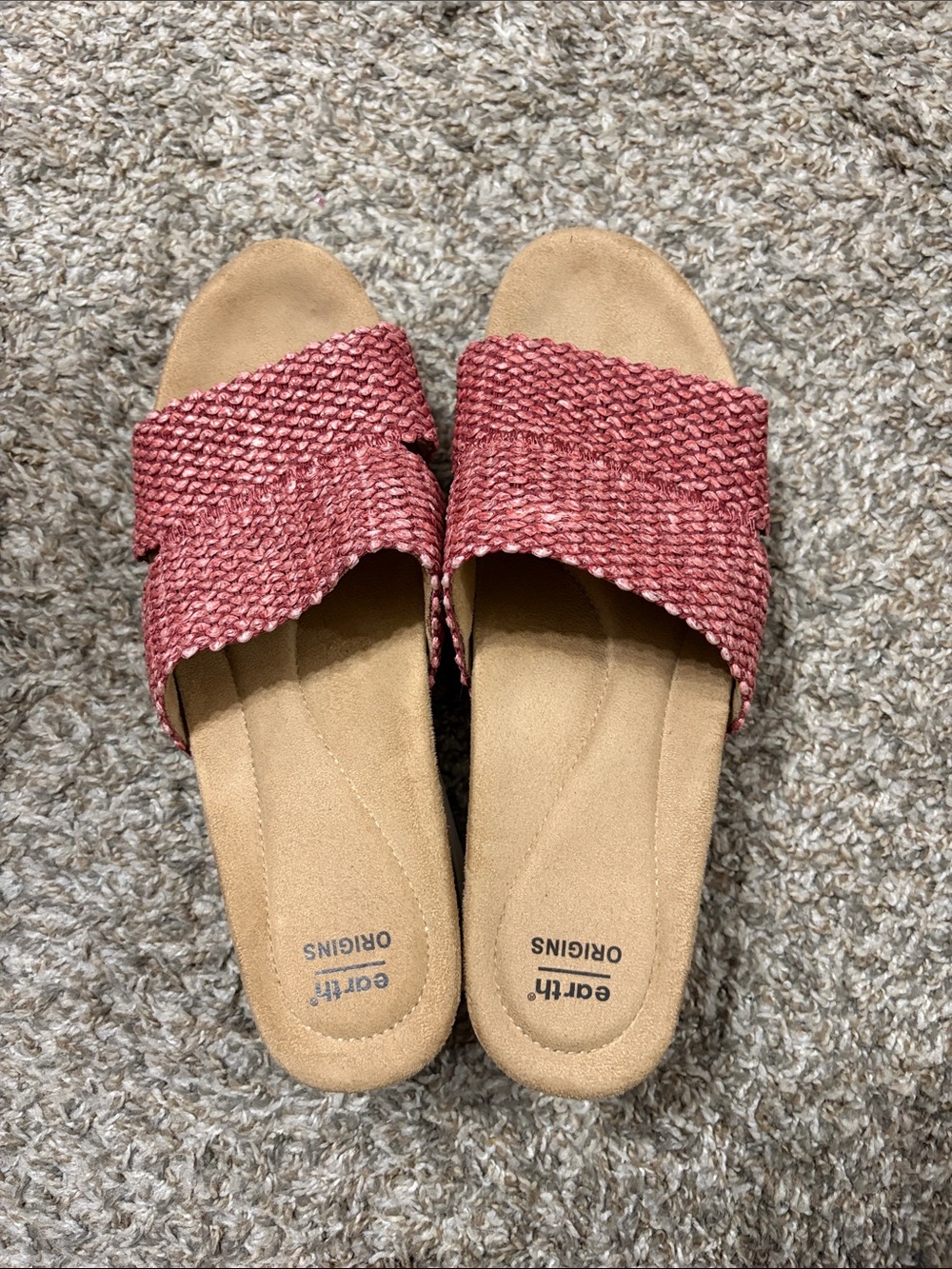 earth Origins Pink Woven Slide Sandals